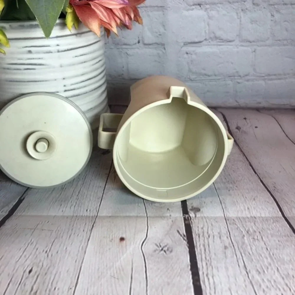 Vintage tupperware almond SUGAR container with 3 part seal
